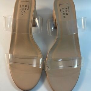 ShuShop Women's Clear Strap Heels - Tan-GWP